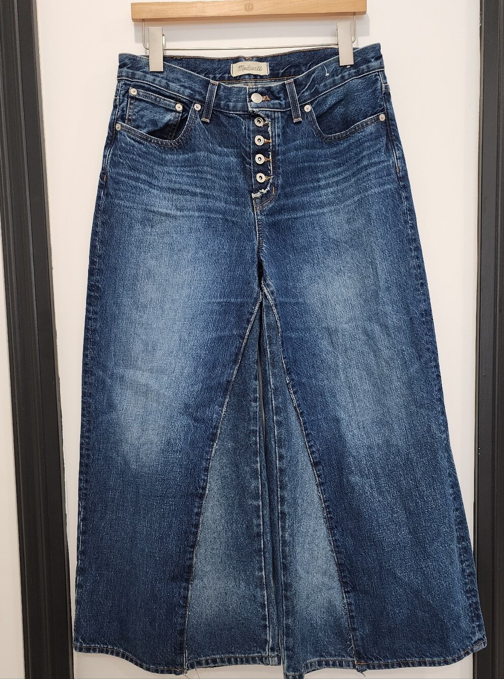 Madewell Low-Slung Straight Pieced Wedge Wide Leg Flare Jeans 28P